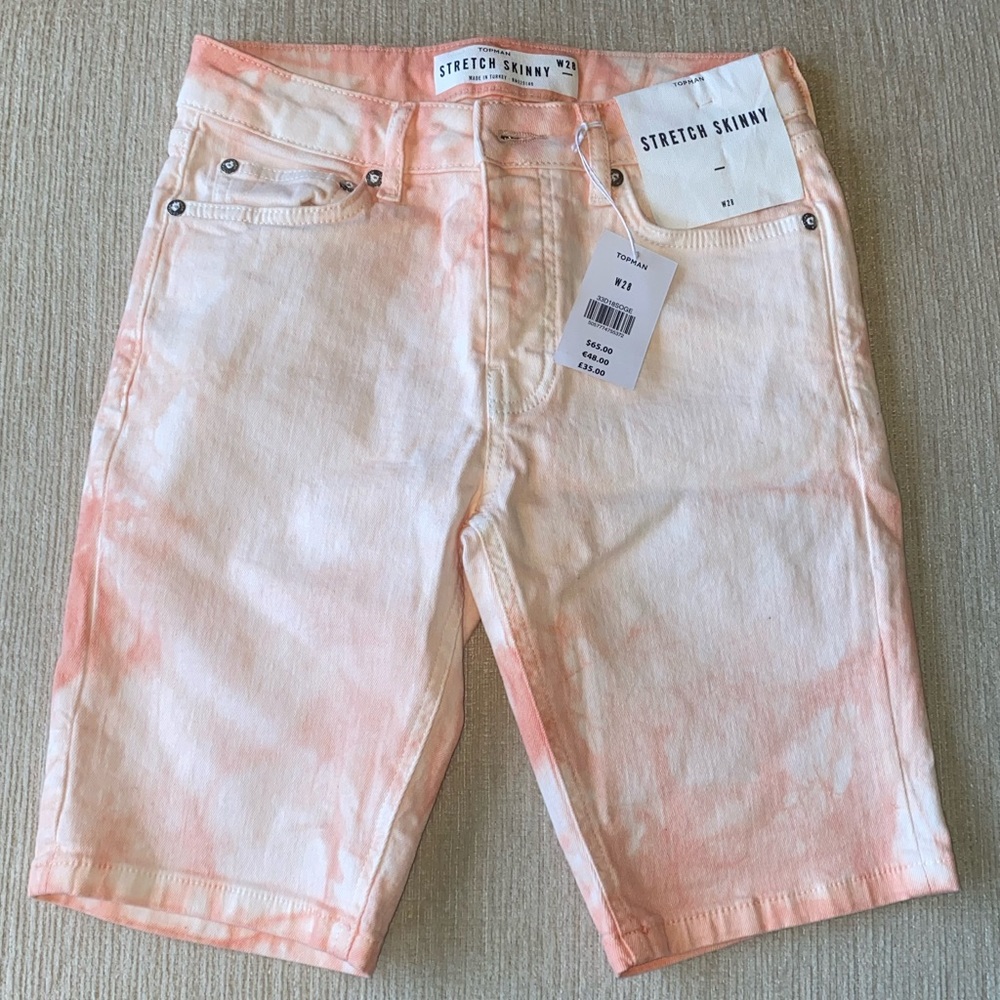 Topman - Orange Tie Dye - Denim Shorts